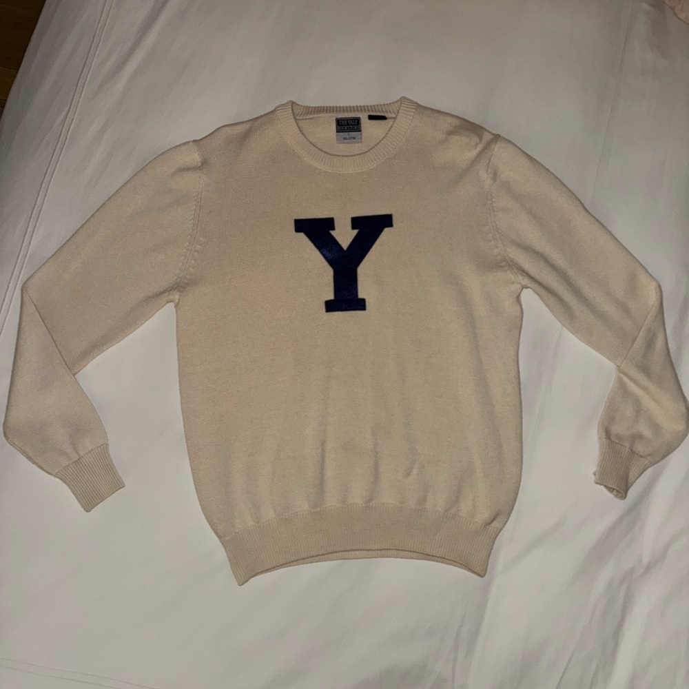 Yale Beige Sweater with Navy Letter